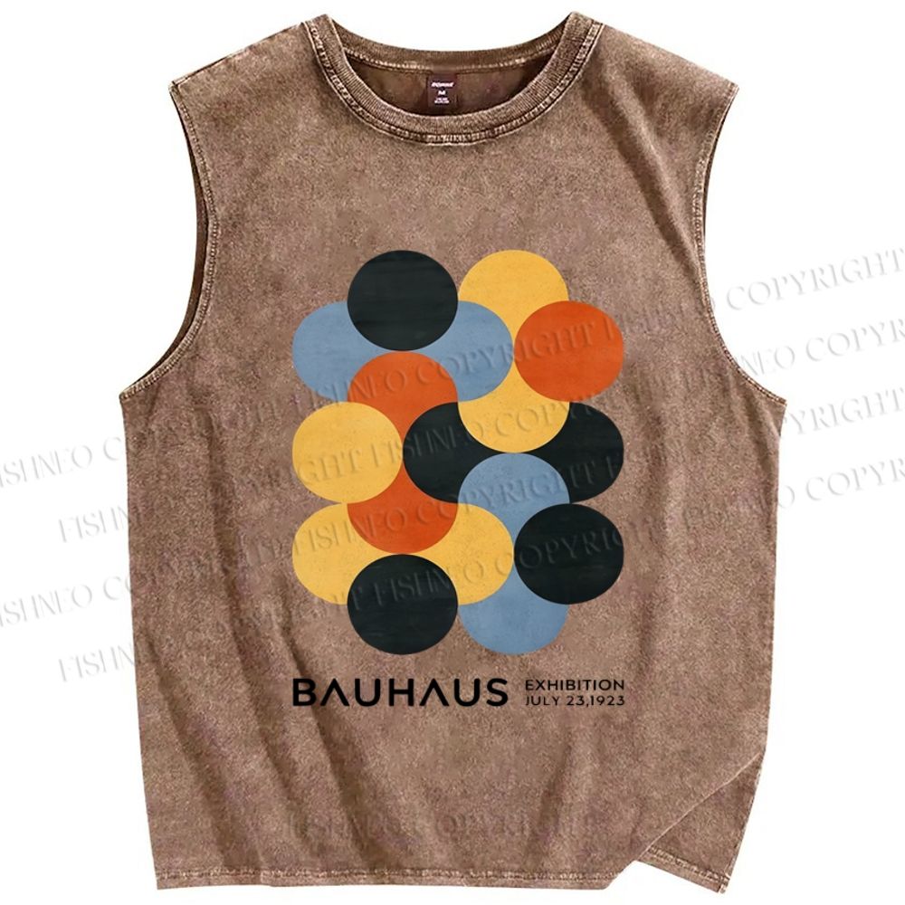 Unisex Vintage Bauhaus Design Printed Washed Tank Top