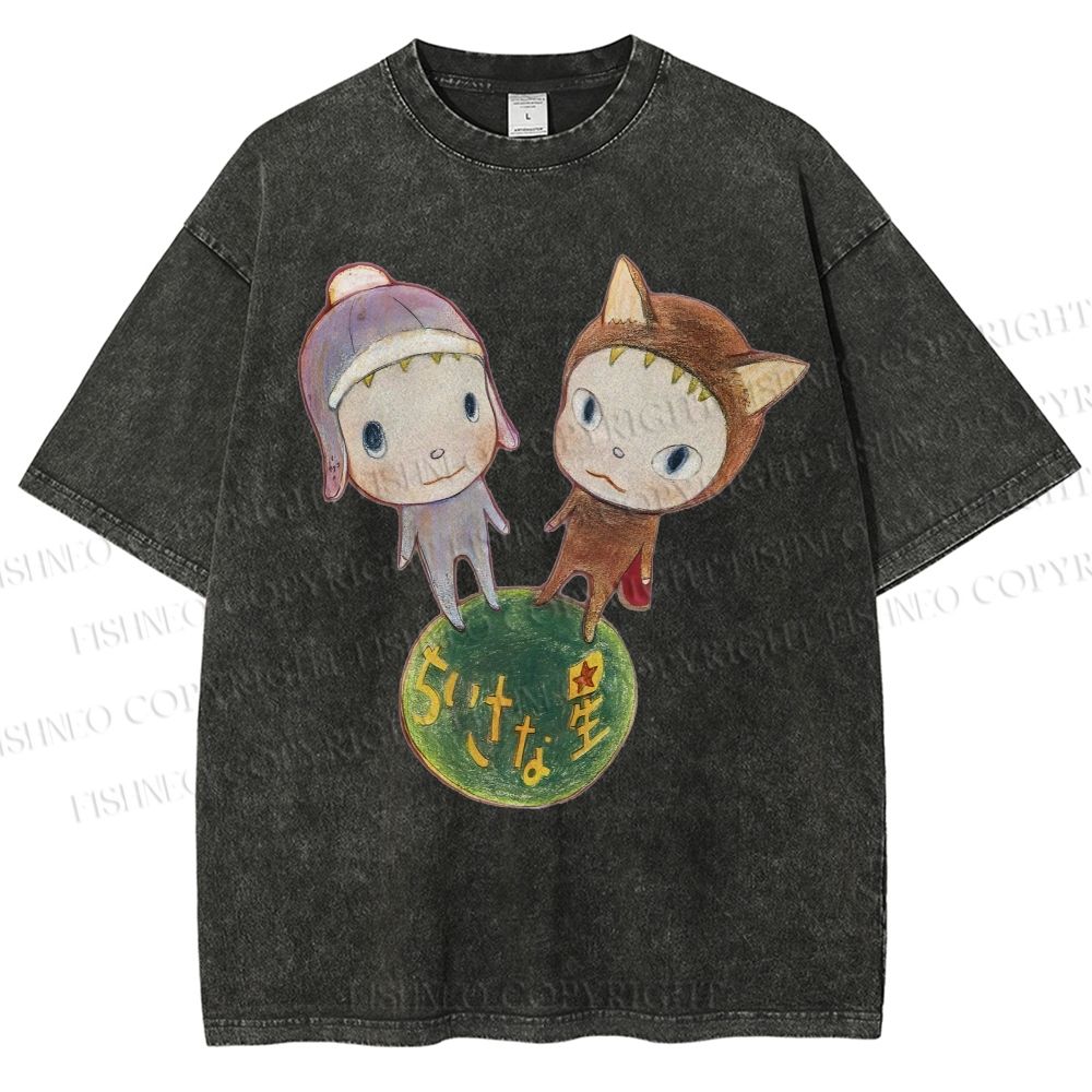 Unisex Yoshitomo Nara Printed Washed Tee