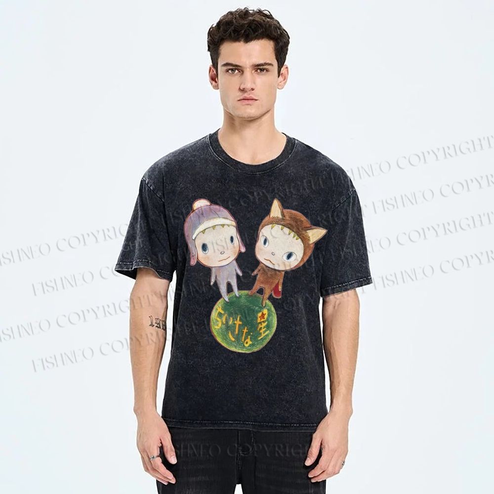 Unisex Yoshitomo Nara Printed Washed Tee