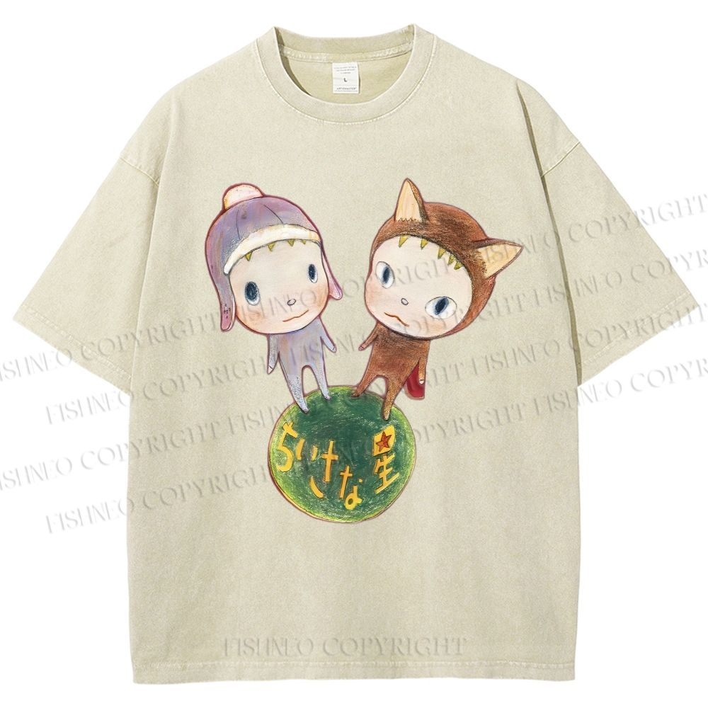 Unisex Yoshitomo Nara Printed Washed Tee