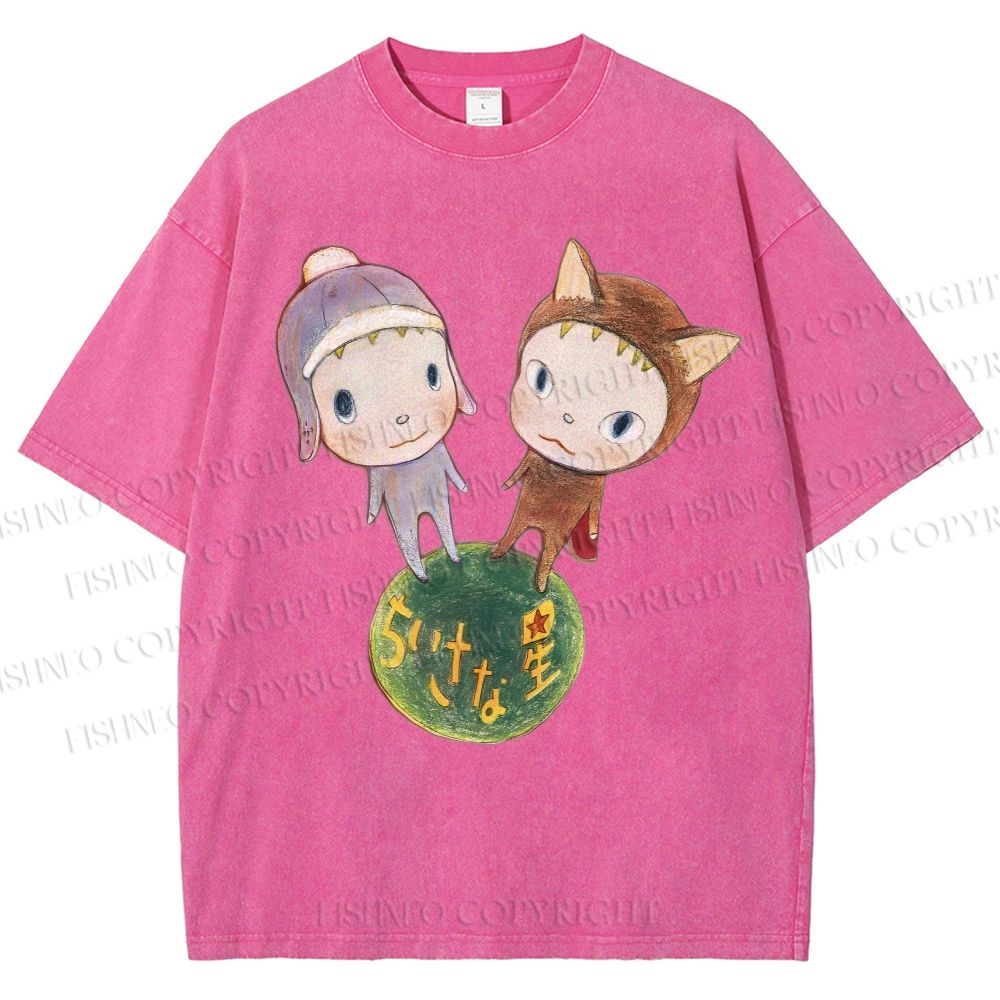 Unisex Yoshitomo Nara Printed Washed Tee