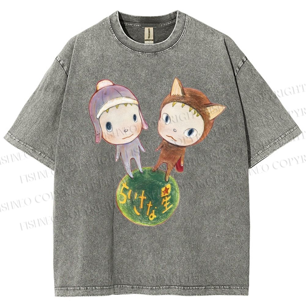 Unisex Yoshitomo Nara Printed Washed Tee