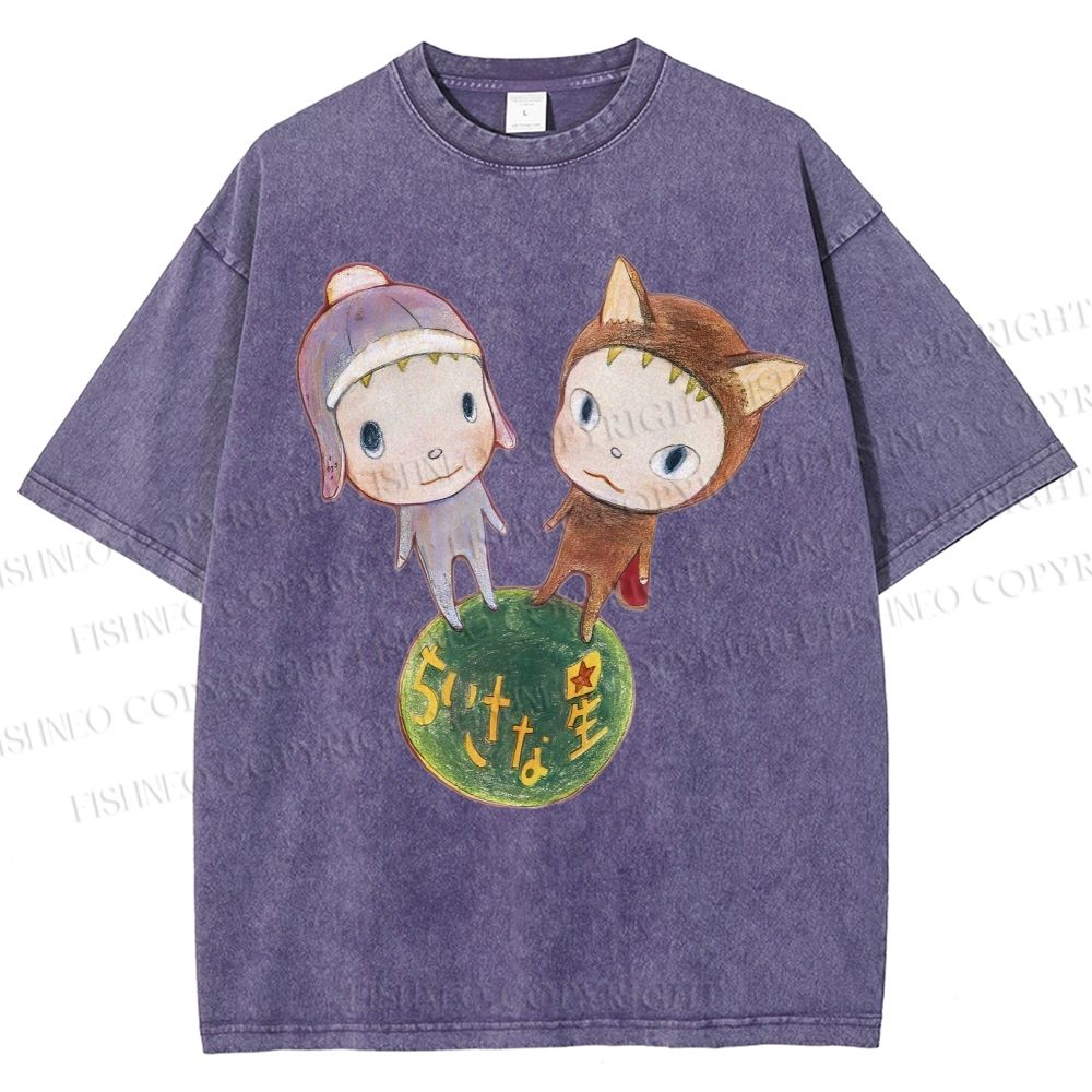 Unisex Yoshitomo Nara Printed Washed Tee