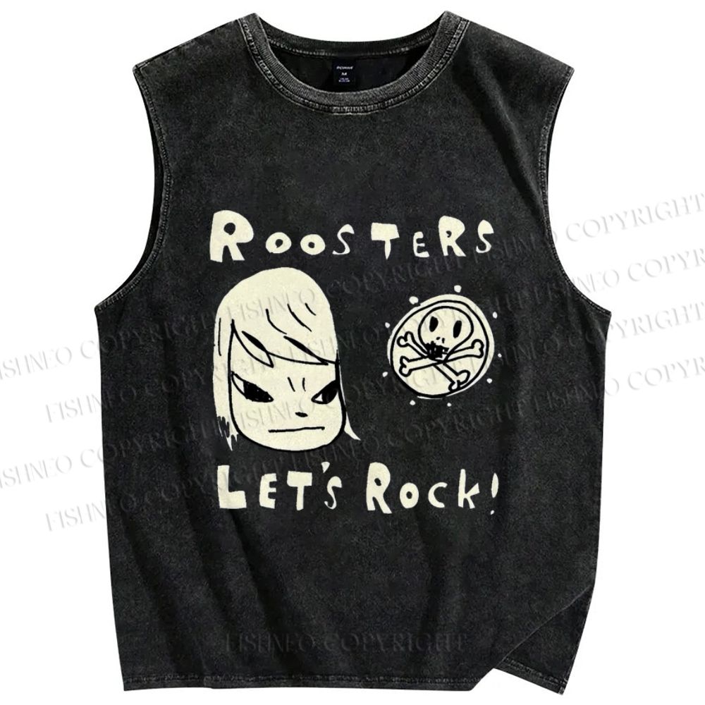 Unisex Yoshitomo Nara Printed Washed Tank Top