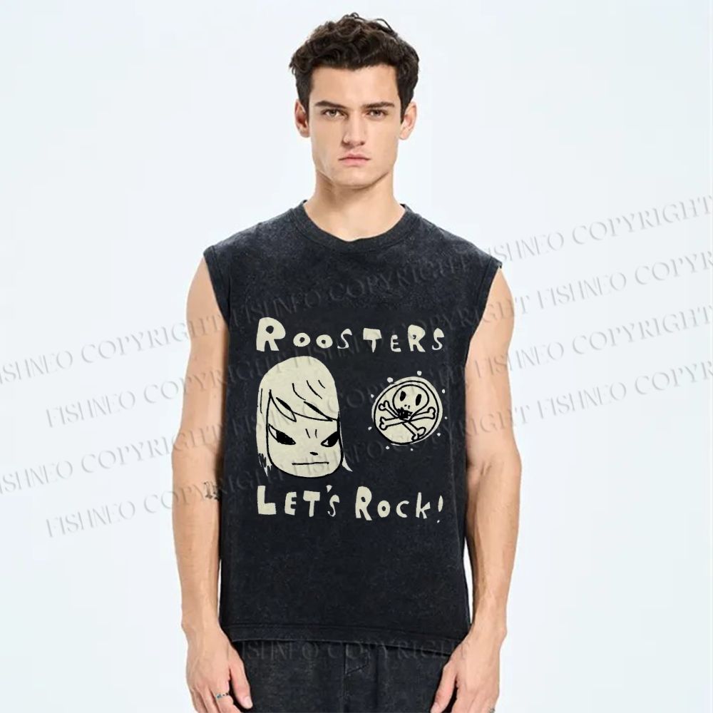 Unisex Yoshitomo Nara Printed Washed Tank Top