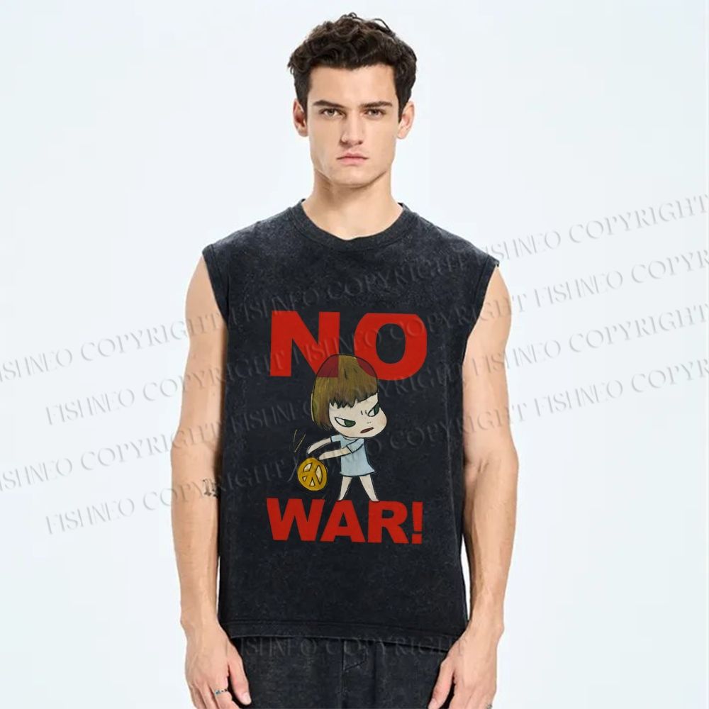 Unisex Yoshitomo Nara Printed Washed Tank Top