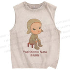 Unisex Yoshitomo Nara Printed Washed Tank Top