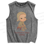 Unisex Yoshitomo Nara Printed Washed Tank Top
