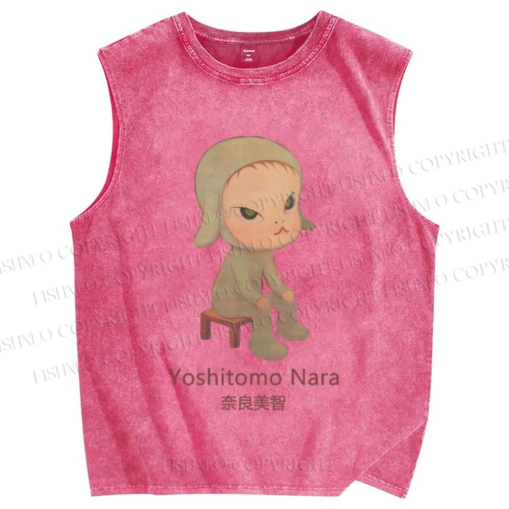 Unisex Yoshitomo Nara Printed Washed Tank Top
