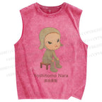 Unisex Yoshitomo Nara Printed Washed Tank Top