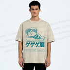 Unisex Printed Vintage Japanese Weird Boy Graffiti Washed Tee