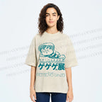Unisex Printed Vintage Japanese Weird Boy Graffiti Washed Tee