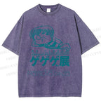 Unisex Printed Vintage Japanese Weird Boy Graffiti Washed Tee