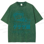 Unisex Printed Vintage Japanese Weird Boy Graffiti Washed Tee