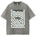 Unisex Eye Balls Printed Washed Tee