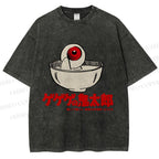 Unisex Japanese Eye In Bowl Printed Washed Tee