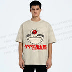 Unisex Japanese Eye In Bowl Printed Washed Tee