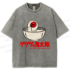 Unisex Japanese Eye In Bowl Printed Washed Tee