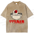 Unisex Japanese Eye In Bowl Printed Washed Tee