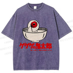 Unisex Japanese Eye In Bowl Printed Washed Tee