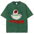 Unisex Japanese Eye In Bowl Printed Washed Tee
