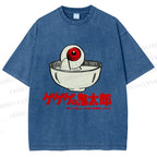 Unisex Japanese Eye In Bowl Printed Washed Tee