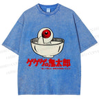 Unisex Japanese Eye In Bowl Printed Washed Tee