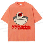 Unisex Japanese Eye In Bowl Printed Washed Tee