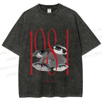 Unisex 1984 Eye Collage Printed Washed Tee