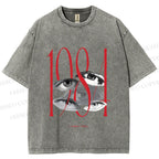 Unisex 1984 Eye Collage Printed Washed Tee