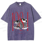 Unisex 1984 Eye Collage Printed Washed Tee
