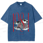 Unisex 1984 Eye Collage Printed Washed Tee