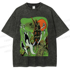 Unisex Vintage Halloween Printed Washed Tee