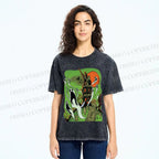 Unisex Vintage Halloween Printed Washed Tee