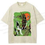 Unisex Vintage Halloween Printed Washed Tee