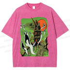 Unisex Vintage Halloween Printed Washed Tee