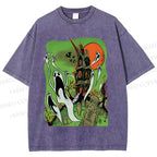 Unisex Vintage Halloween Printed Washed Tee