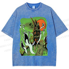 Unisex Vintage Halloween Printed Washed Tee