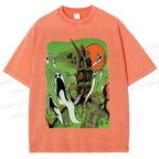 Unisex Vintage Halloween Printed Washed Tee