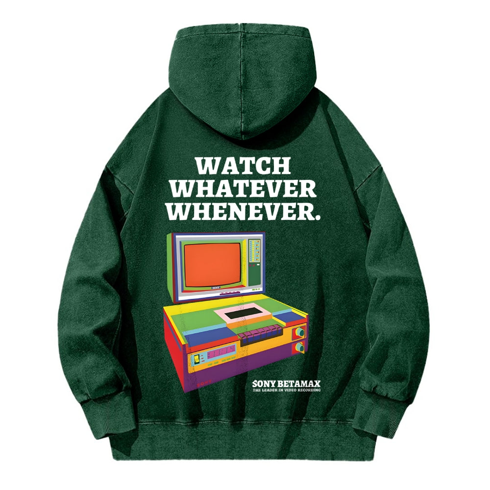 Sony Betamax Vintage Washed Cotton Back Art Hoodie