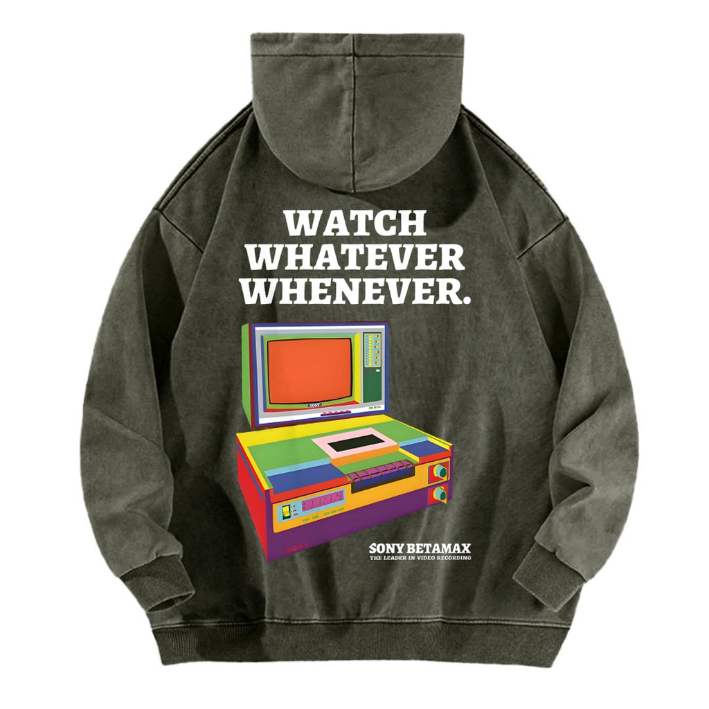 Sony Betamax Vintage Washed Cotton Back Art Hoodie