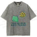 Unisex I Love My Circle Frog Pizza Printed Washed Tee