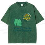 Unisex I Love My Circle Frog Pizza Printed Washed Tee