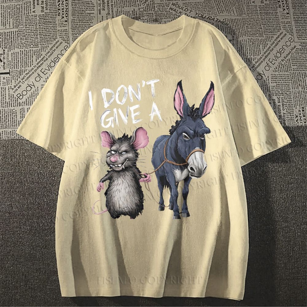 Unisex The Mouse And The Donkey Printed Classic Cotton T-shirt