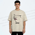 Unisex Funny Cat Eww Printed Washed Tee