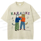 Unisex Karaoke Cst Printed Washed Tee