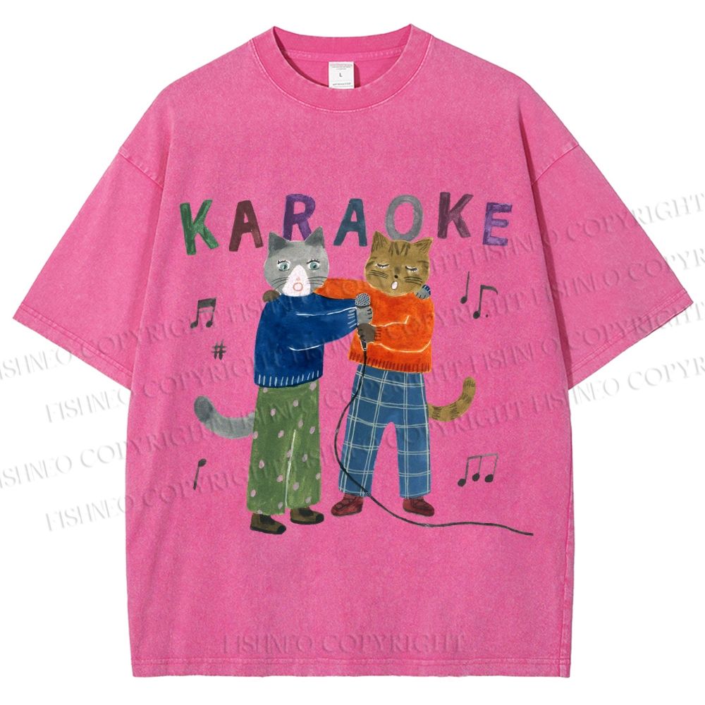 Unisex Karaoke Cst Printed Washed Tee