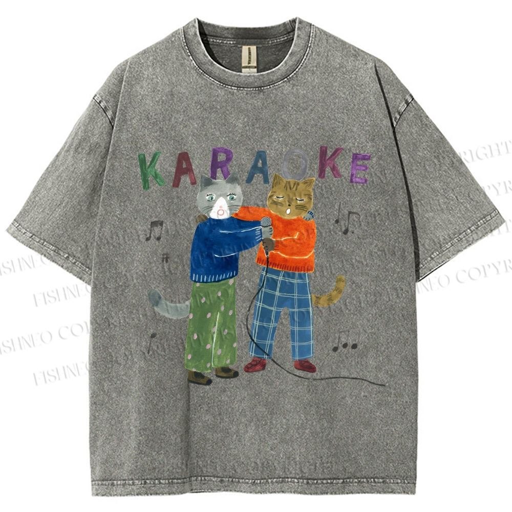 Unisex Karaoke Cst Printed Washed Tee