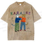 Unisex Karaoke Cst Printed Washed Tee