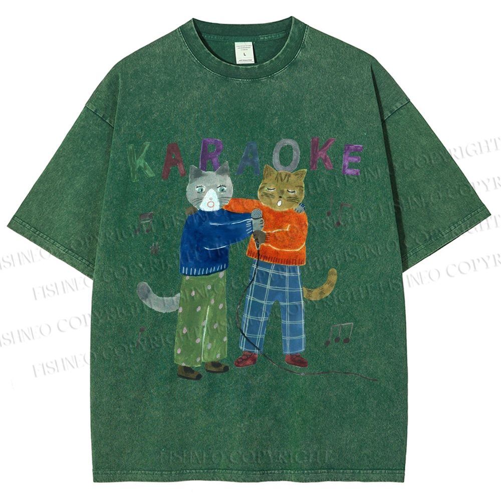 Unisex Karaoke Cst Printed Washed Tee